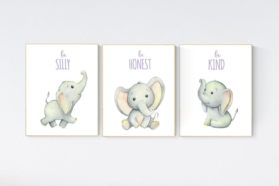 Elephant nursery decor, Nursery decor girl purple, nursery decor elephant girl, lavender, animal nursery, elephant prints