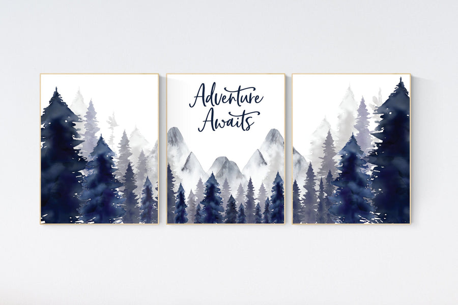 Woodland Nursery Decor, Baby Boy Nursery, Mountain Nursery, Adventure Awaits Print, Nursery decor boy, woodland nursery