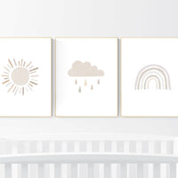 Nursery decor rainbow, neutral Rainbow Wall Art, rainbow Print Set, Cloud Rainbow Sun, Rainbow Wall Art, gender neutral, Watercolor Rainbow