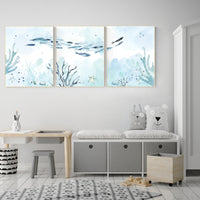 Under the sea wall art, Ocean nursery decor, Nautical nursery print set, under the sea nursery, gender neutral nursery, ocean, nautical