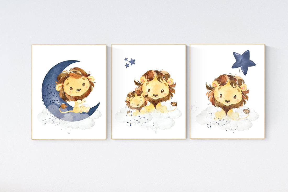 Lion nursery wall art, Nursery decor boy, navy nursery art, boy nursery ideas, boy nursery decor, safari animals, animal prints, boys room