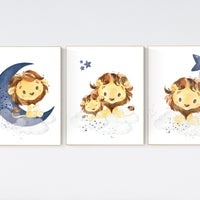 Lion nursery wall art, Nursery decor boy, navy nursery art, boy nursery ideas, boy nursery decor, safari animals, animal prints, boys room