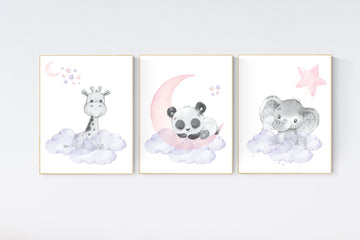 Nursery decor girl, Purple and pink, moon and stars, lilac, pink, baby room, girl nursery decor, stars nursery, lavender and pink