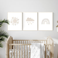 Nursery decor rainbow, neutral Rainbow Wall Art, rainbow Print Set, Cloud Rainbow Sun, Rainbow Wall Art, gender neutral, Watercolor Rainbow