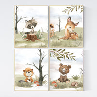 Nursery decor woodland, jungle animals, gender neutral nursery, Woodland Nursery Wall Art, Woodland Print Set, animal prints,