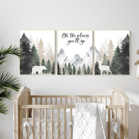 Woodland Mountain Wall Art, Neutral Nursery Wall Art, Adventure Nursery Decor, Forest Baby Room Wall Art, Boy Nursery Mountain Print