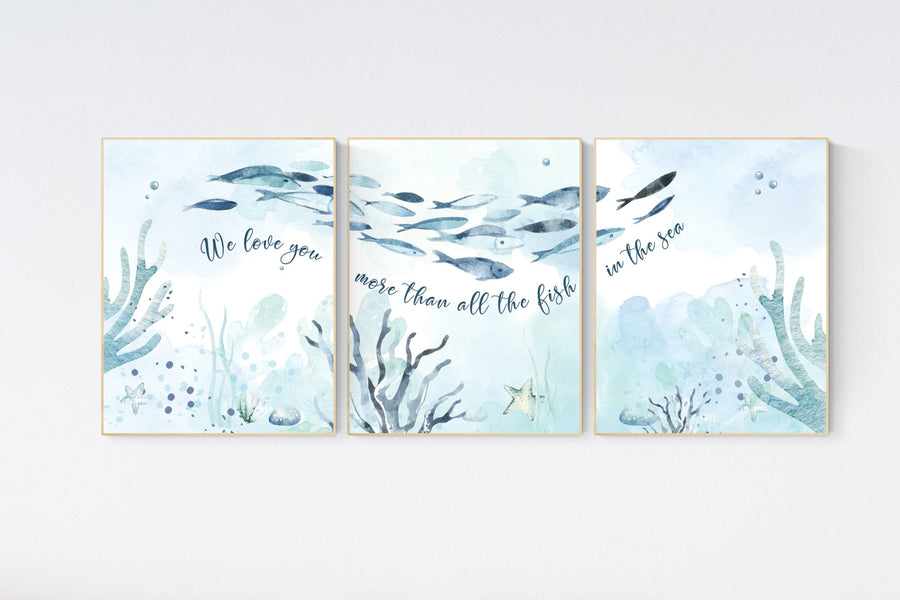 Under the Sea Wall Art, Ocean Nursery Wall Art, Sea Animal Print, Coastal Baby Room Decor, Underwater Kids Room Wall Art, Sea Life Print