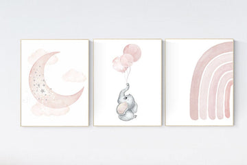 Blush nursery wall art, Nursery decor girl, blush pink nursery, nursery decor, hot air balloon