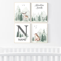 Nursery decor woodland, mountain wall art, tree nursery, adventure theme nursery, forest, woodland animals, forest nursery, gender neutral