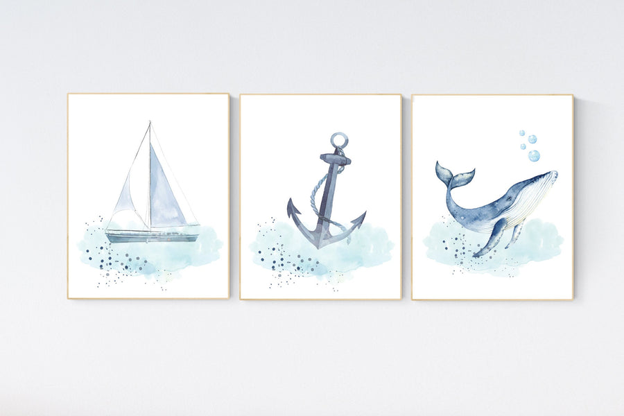 Ocean nursery decor, Nautical nursery print set, under the sea nursery, gender neutral nursery, ocean, nautical, Under the sea wall art