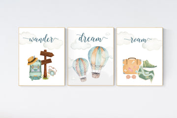 Travel nursery print, Explore nursery wall art, Baby boy nursery, Adventure Set of 3 prints, Camping Prints, Adventure Nursery Decor