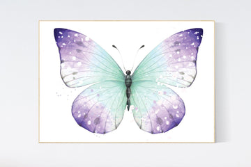 CANVAS LISTING: Nursery decor girl purple, nursery decor girl, butterfly nursery wall art, lavender nursery, lilac nursery