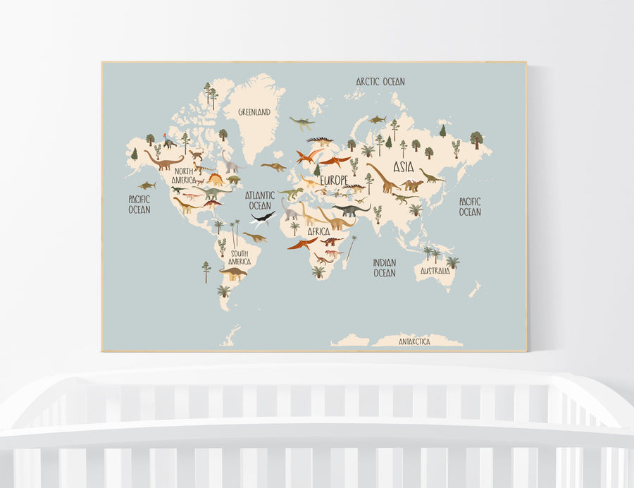 Safari animals nursery, Animal World Map, Map of the World, Playroom decor, Nursery world map, animal map, gender neutral, large size