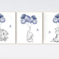 Nursery decor boy, animal nursery, navy blue nursery decor, elephant nursery, giraffe nursery, baby boy nursery room decor, bear nursery