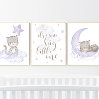 Nursery decor girl purple, cat nursery, Nursery decor girl lavender and gray, kitten nursery, girl nursery decor, cats print for nursery