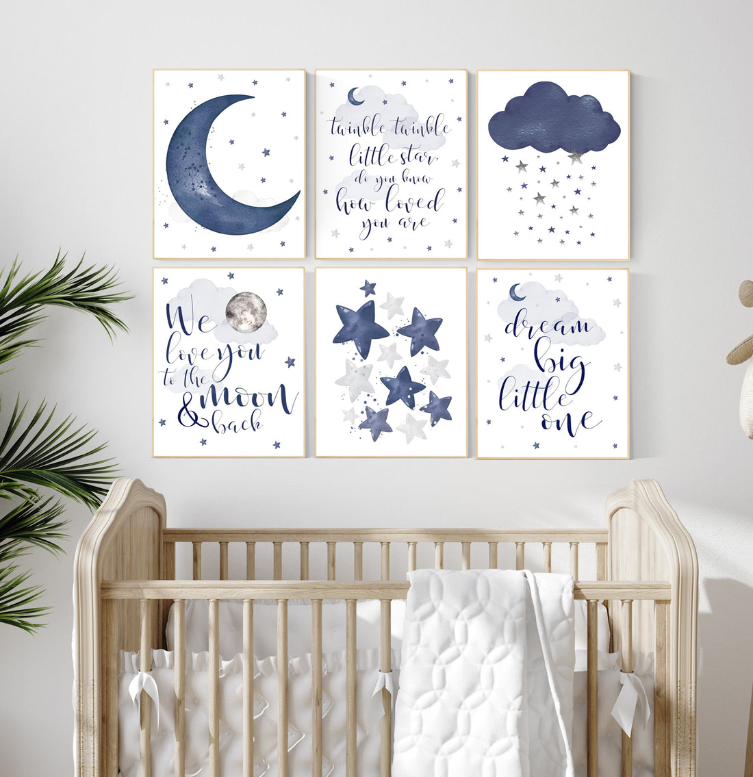 Nursery decor boy, navy nursery wall art boy, boys room decor, navy nursery set, quote prints, boy nursery prints, moon nursery