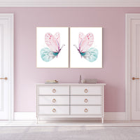 Butterfly nursery, girl nursery, Nursery decor girl pink and teal, butterfly nursery wall art, pink teal nursery, girl nursery decor