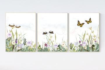 Nursery decor caterpillar, butterfly nursery decor, butterflies nursery prints, nursery wall art prints, floral nursery