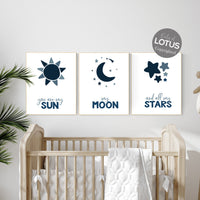 Boy nursery wall decor, Navy nursery decor, boy nursery decor blue, You Are My Sun My Moon And All My Stars, blue nursery decor, boy nursery