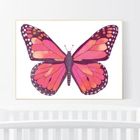 Nursery decor girl butterfly, pink nursery, Butterfly Nursery Art, butterfly prints, Butterfly Art, pink and orange, girls room decor