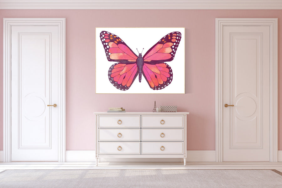 Nursery decor girl butterfly, pink nursery, Butterfly Nursery Art, butterfly prints, Butterfly Art, pink and orange, girls room decor