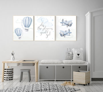 Nursery decor boy adventure, adventure nursery, travel theme nursery, hot air balloon nursery, plane nursery, boys room decor