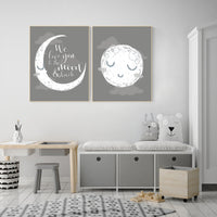Grey nursery decor, gray nursery decor, sun and moon, grey, moon and stars nursery, gender neutral nursery wall art, sunshine, moon