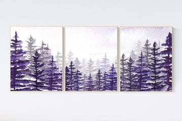 Nursery decor mountain, purple nursery, woodland nursery, adventure theme nursery, purple prints, forest nursery mountains, girl nursery