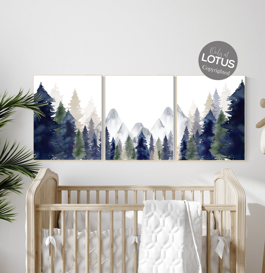 Woodland Nursery Prints, Mountain Print, sage nursery, nursery