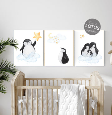 Penguin nursery decor, gender neutral nursery, Penguin nursery wall art, Penguin nursery prints, neutral nursery decor, nursery wall art
