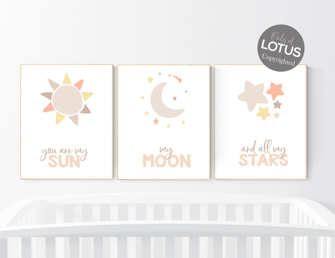 Nursery decor gender neutral, moon nursery, You Are My Sun My Moon And All My Stars, neutral nursery wall art, nursery prints neutral