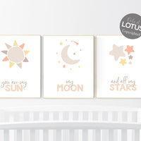 Nursery decor gender neutral, moon nursery, You Are My Sun My Moon And All My Stars, neutral nursery wall art, nursery prints neutral