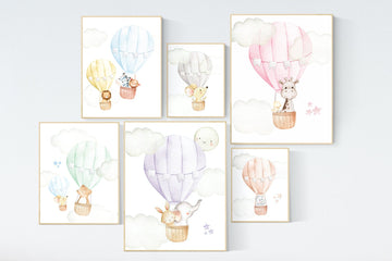 Nursery decor animals, hot air balloon, gender neutral, nursery decor, animal nursery, neutral nursery, animal nursery, nursery wall art