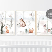 CANVAS LISTING: Nursery decor woodland animals, gender neutral nursery, Woodland Nursery Wall Art, Woodland animal prints