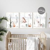 CANVAS LISTING: Nursery decor woodland animals, gender neutral nursery, Woodland Nursery Wall Art, Woodland animal prints