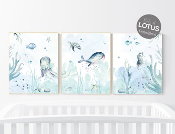 Nursery decor boy ocean, nursery wall art ocean, under the sea nursery, sea themed nursery, gender neutral nursery, ocean, nautical nursery