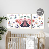 Nursery decor boho, butterfly nursery decor, girl nursery decor boho, butterfly print wall art, Nursery wall art girl boho, floral nursery