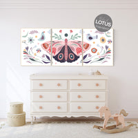 Nursery decor boho, butterfly nursery decor, girl nursery decor boho, butterfly print wall art, Nursery wall art girl boho, floral nursery