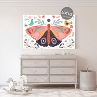 Boho nursery, butterfly nursery decor, girl nursery decor boho, butterfly print wall art, Nursery wall art girl boho, floral nursery