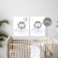 Lion nursery wall art, purple nursery, girl nursery decor, animal prints, nursery decor girl, lilac nursery, lavender nursery, lion prints