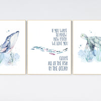 Ocean nursery decor, Nautical nursery print set, under the sea nursery, gender neutral nursery, ocean, nautical, Under the sea wall art