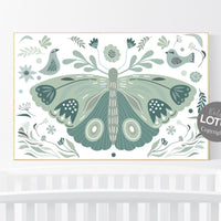 Nursery decor girl, nursery decor butterfly, nursery wall art, sage green nursery, girls room decor, green nursery, girl nursery decor