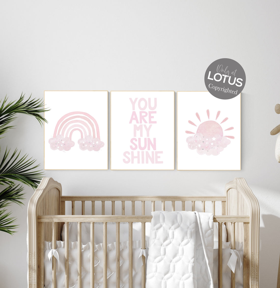 Nursery prints rainbow, girl nursery, sunshine nursery, you are my sunshine, nursery wall art, girl nursery decor, pink nursery decor