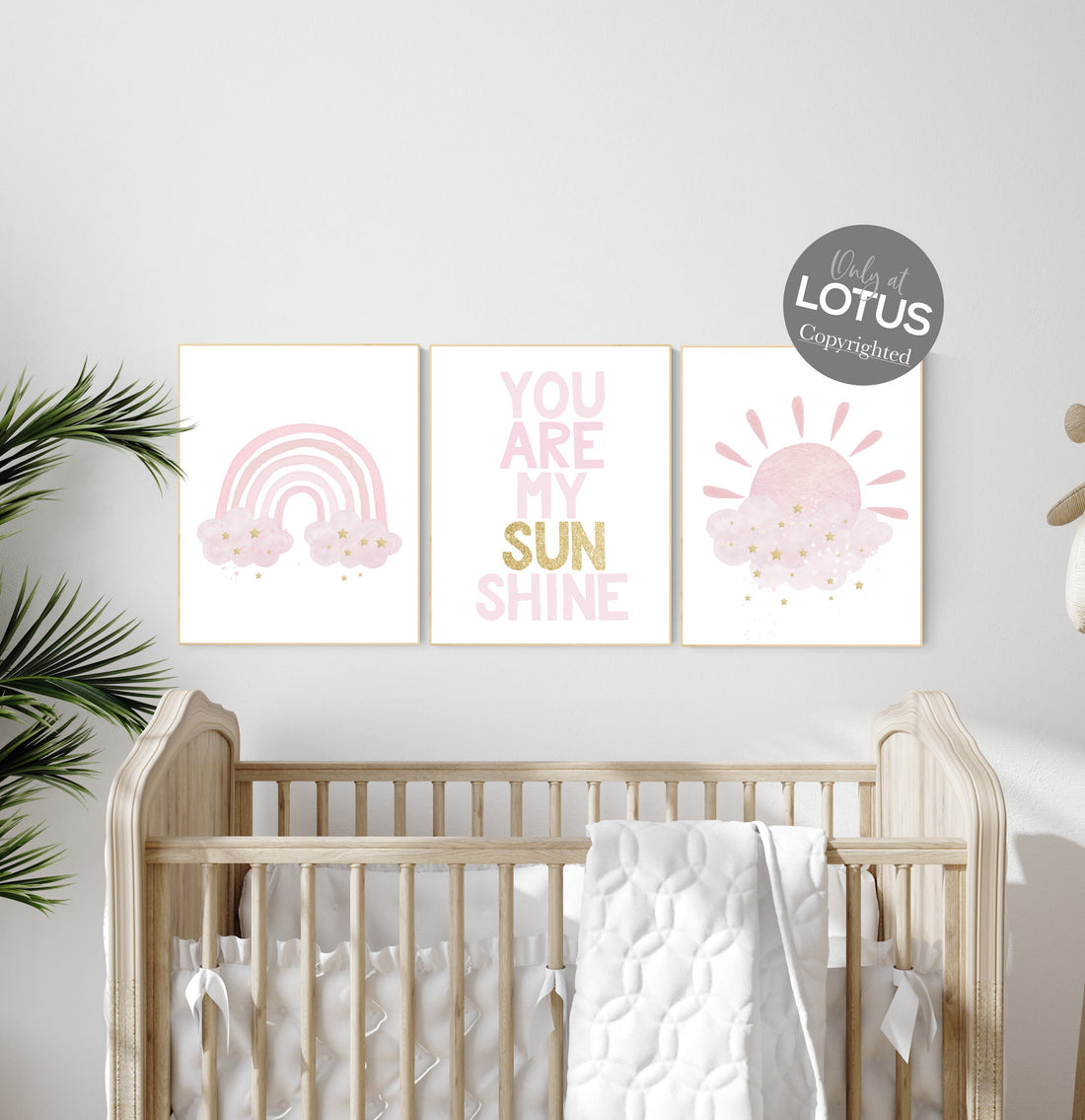 Nursery prints rainbow, girl nursery, pink and gold nursery, sunshine nursery, you are my sunshine, nursery wall art, girl nursery decor