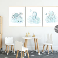 Under the sea wall art, Ocean nursery decor, Nautical nursery print set, under the sea nursery, gender neutral nursery, ocean nursery