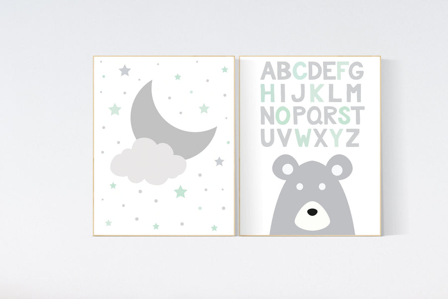 Nursery decor neutral, mint grey nursery Nursery decor mint, mint green nursery decor, gender neutral nursery decor, baby room decor