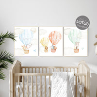 Nursery decor animals, hot air balloon, elephant giraffe, bear, gender neutral, nursery decor twins, animal nursery, balloon nursery