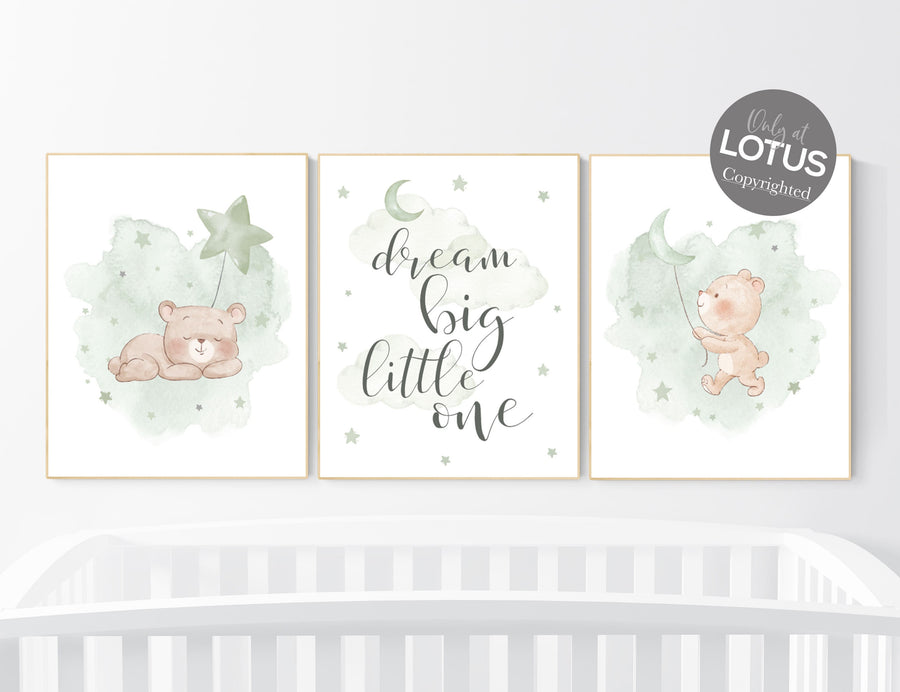Nursery decor gender neutral, sage green nursery, bear nursery, green nursery, gender neutral nursery, sage green, baby room decor, bear