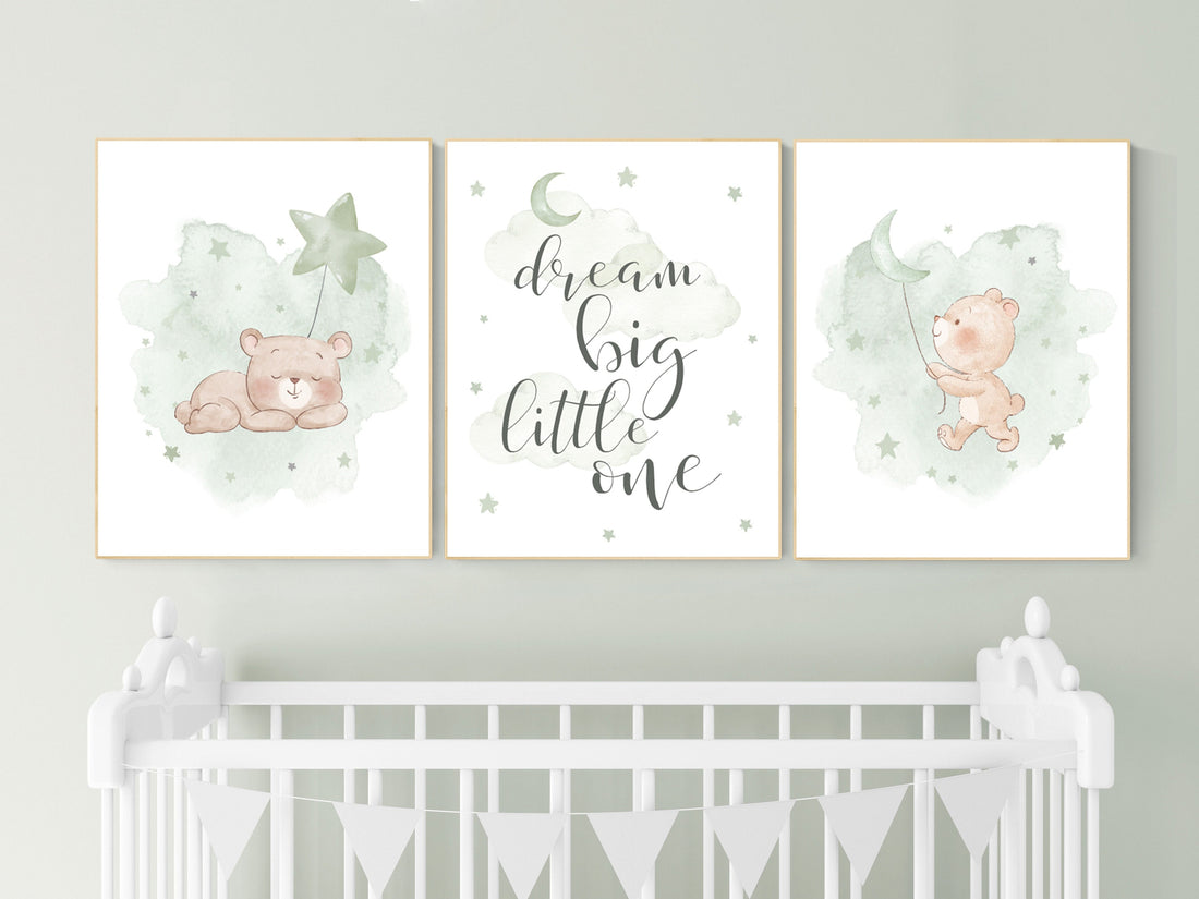 Nursery decor gender neutral, sage green nursery, bear nursery, green nursery, gender neutral nursery, sage green, baby room decor, bear