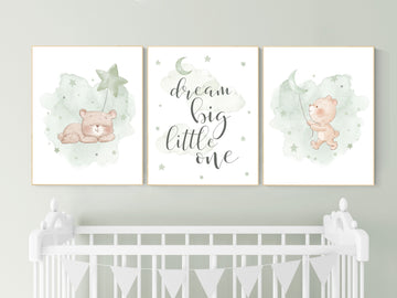 Nursery decor gender neutral, sage green nursery, bear nursery, green nursery, gender neutral nursery, sage green, baby room decor, bear